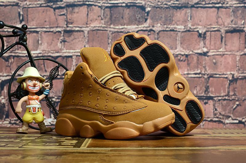 2018 New Kids Air Jordan 13 Wheat Yellow Shoes - Click Image to Close